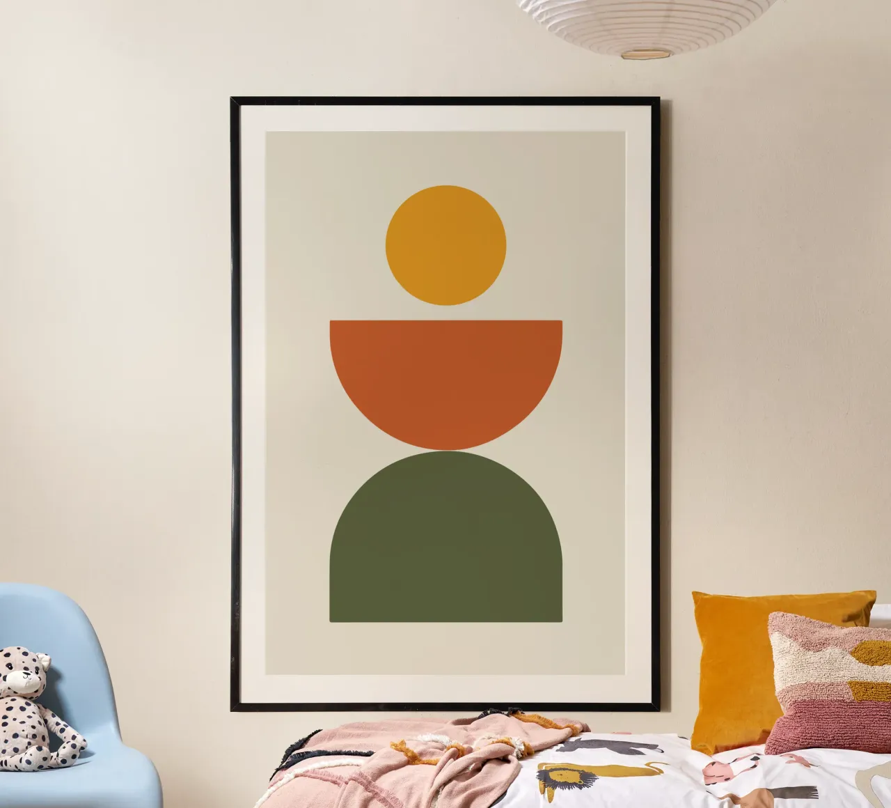 Boho Float Geometric Forms with Soft Shadows poster con telaio in plastica da LisaArtes