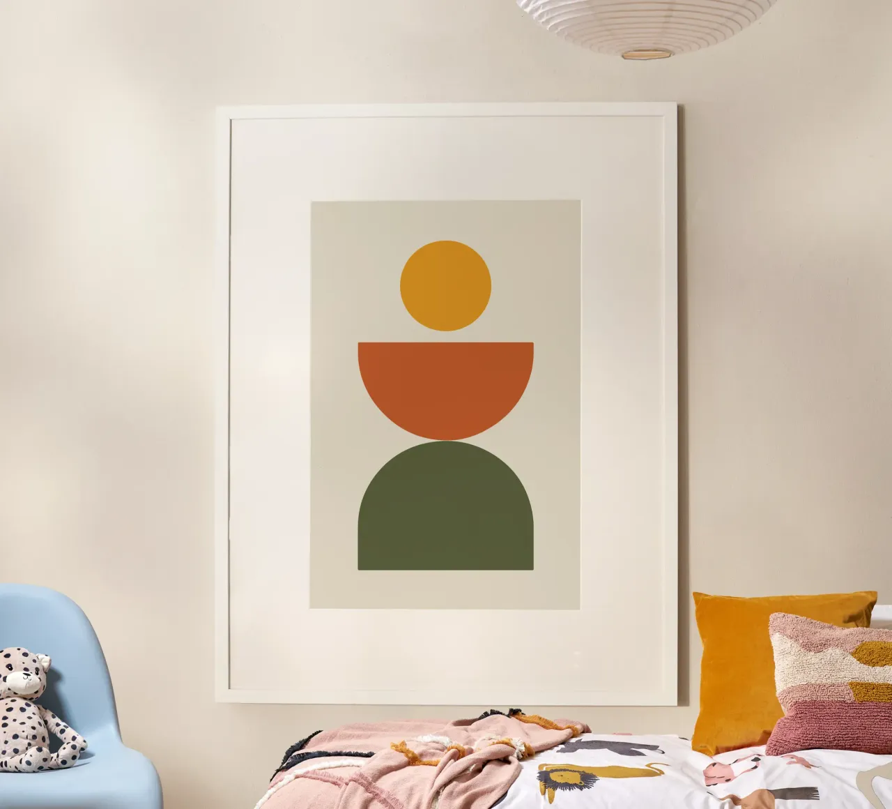 Boho Float Geometric Forms with Soft Shadows poster con telaio in plastica da LisaArtes