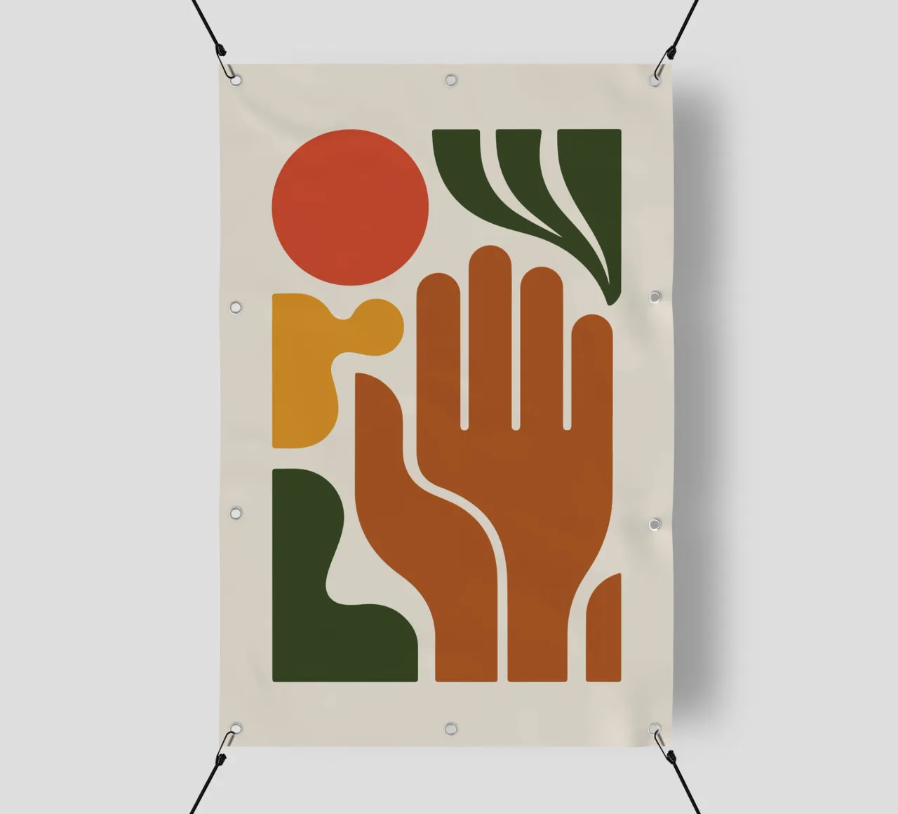 Boho Hand with Abstract Landscape telo in pvc da LisaArtes