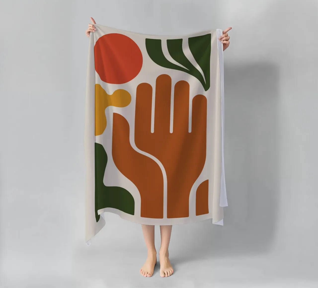 Boho Hand with Abstract Landscape telo mare da LisaArtes