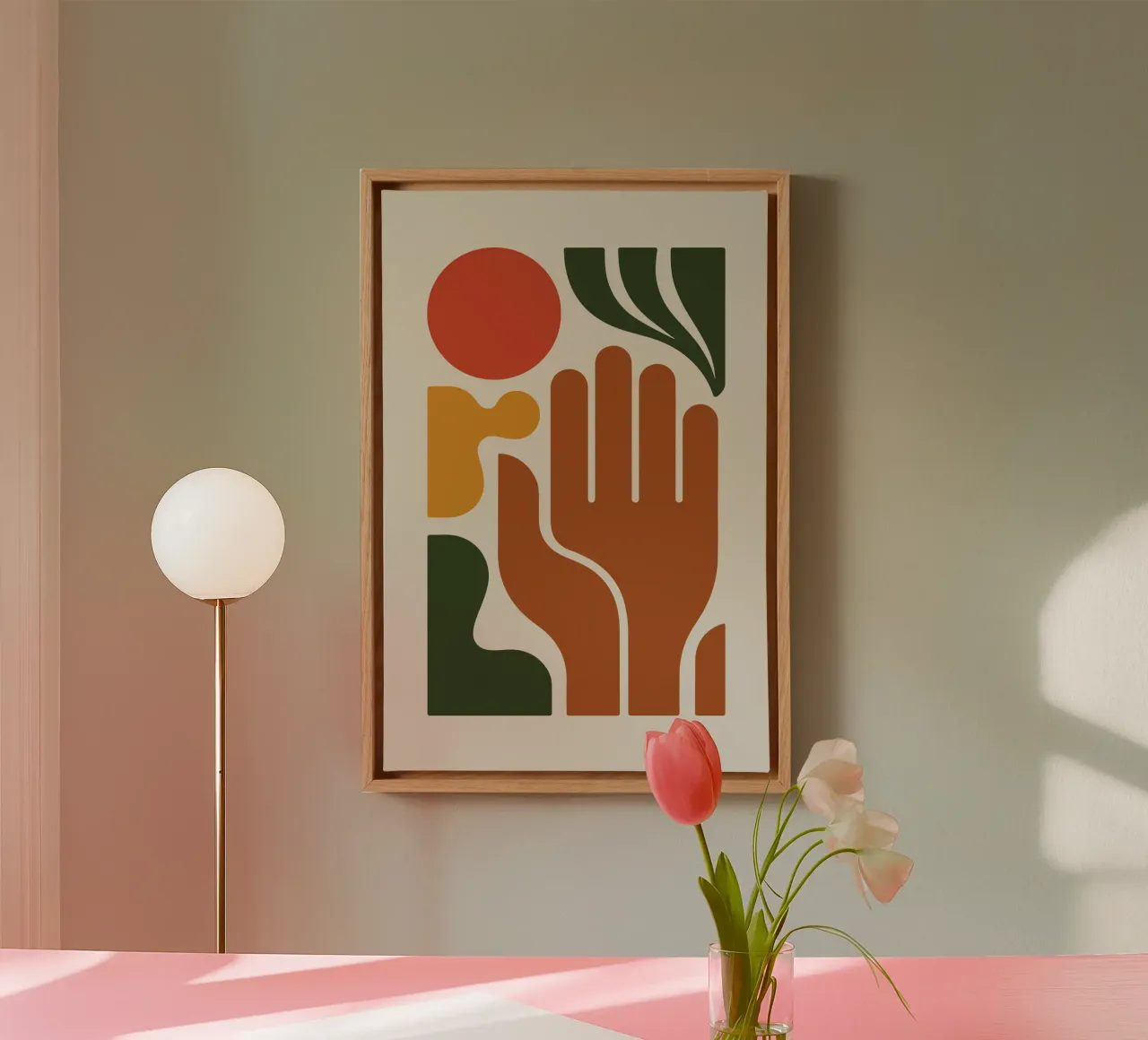 Boho Hand with Abstract Landscape tela con Cornice a cassetta da LisaArtes