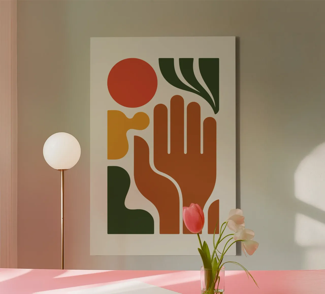 Boho Hand with Abstract Landscape tela con Cornice a cassetta da LisaArtes