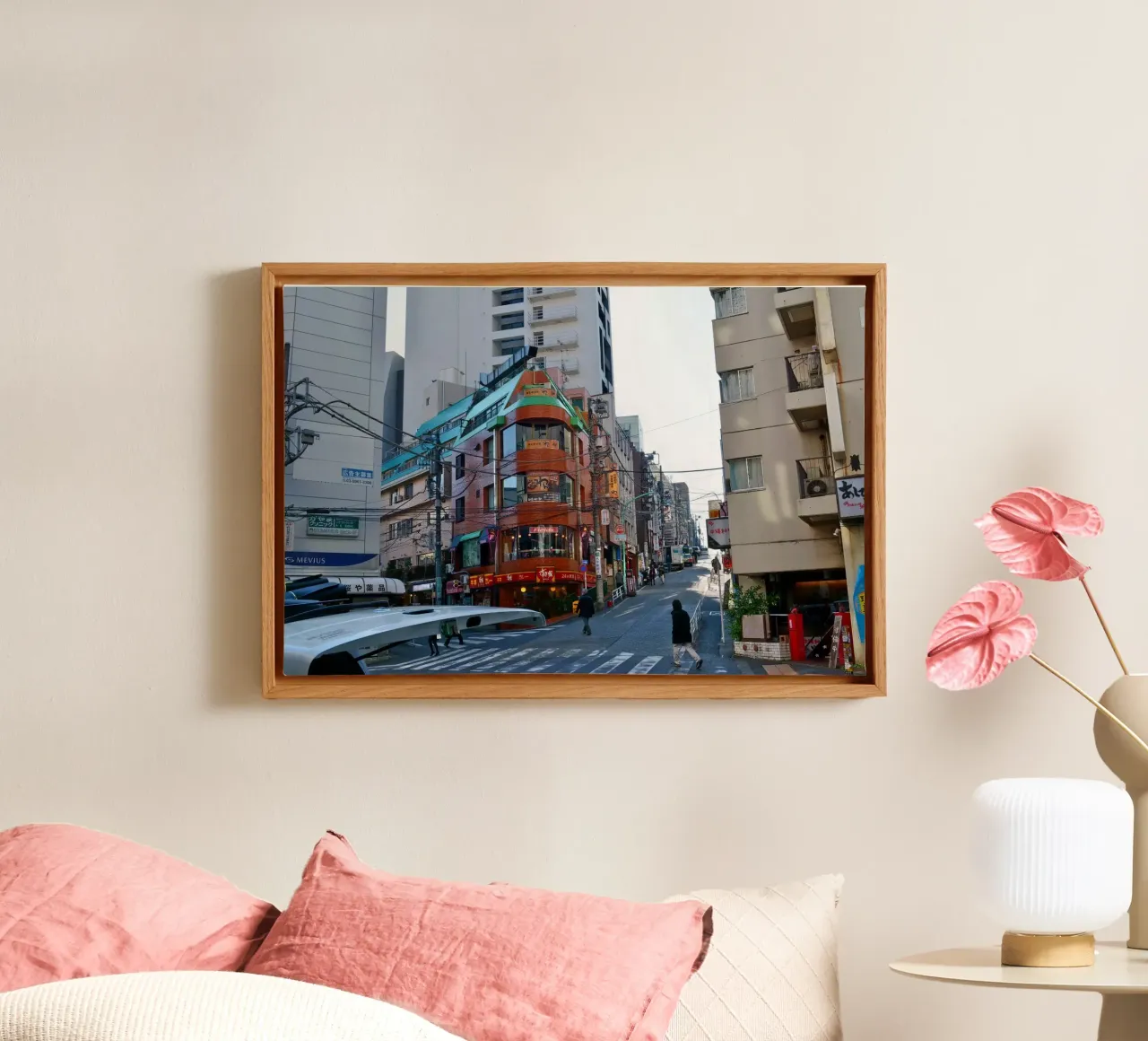 Klein kruispunt in Tokio canvas met Baklijst van dava