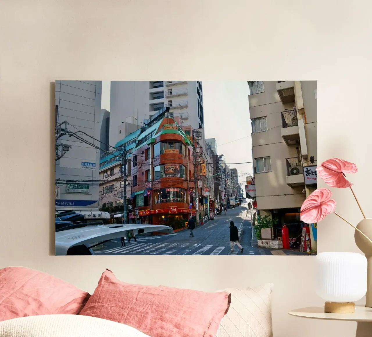 Klein kruispunt in Tokio canvas met Baklijst van dava