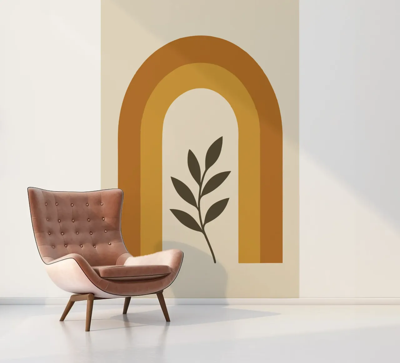 Boho Rainbow Leaf fotobehang van LisaArtes