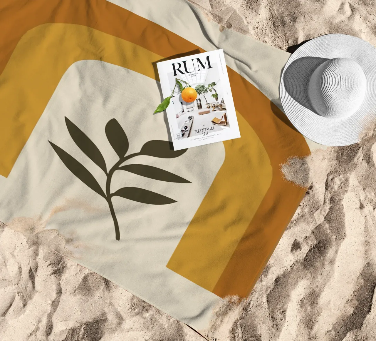 Boho Rainbow Leaf beach towel by LisaArtes