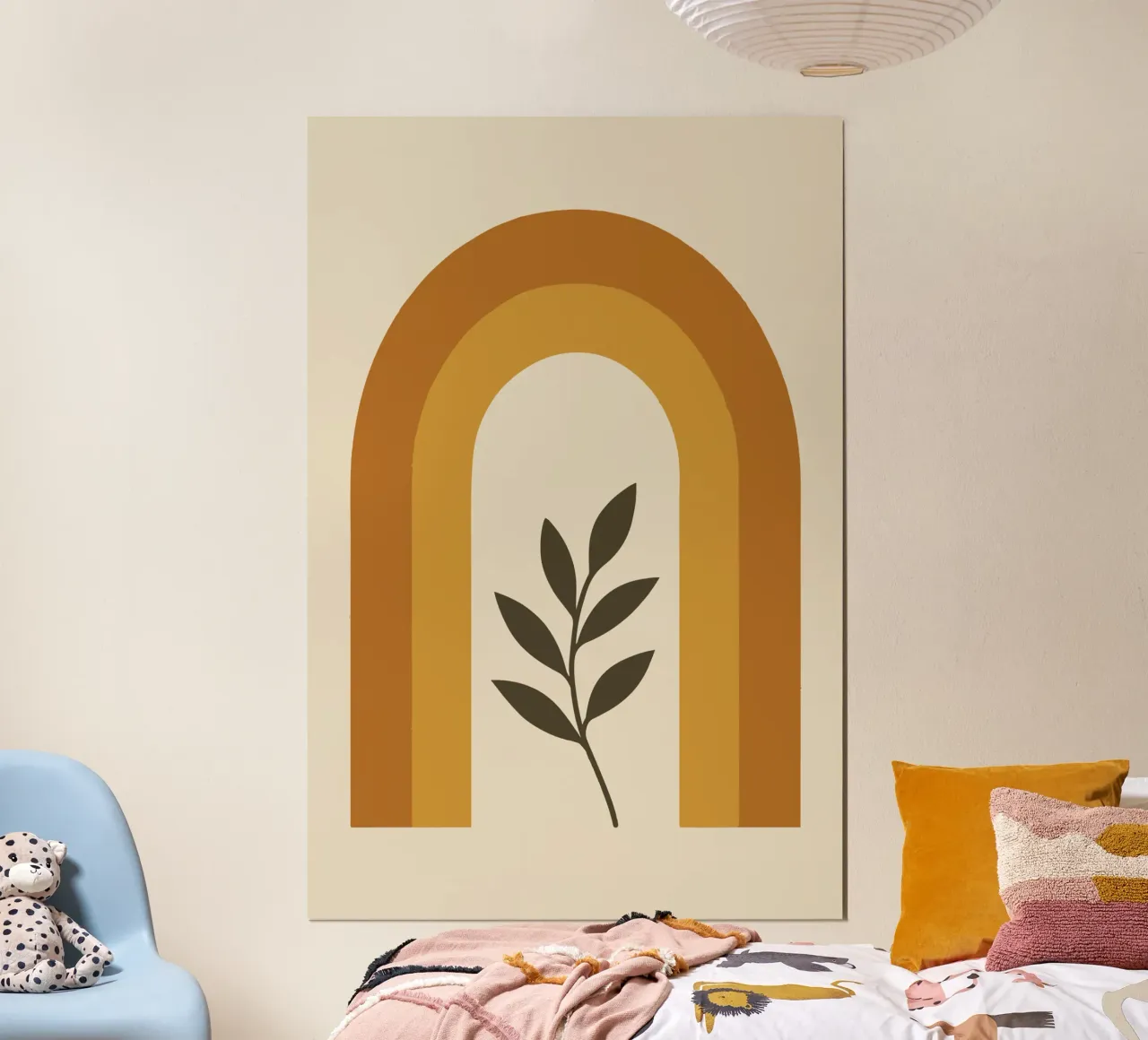 Boho Rainbow Leaf poster con telaio in legno da LisaArtes