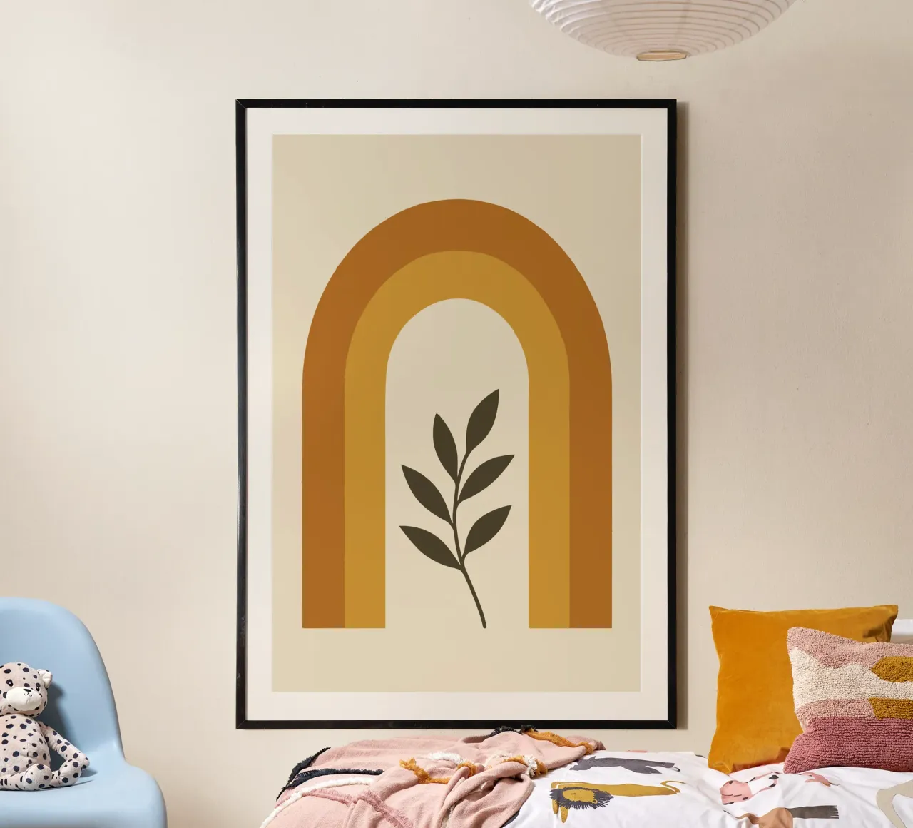 Boho Rainbow Leaf poster con telaio in legno da LisaArtes