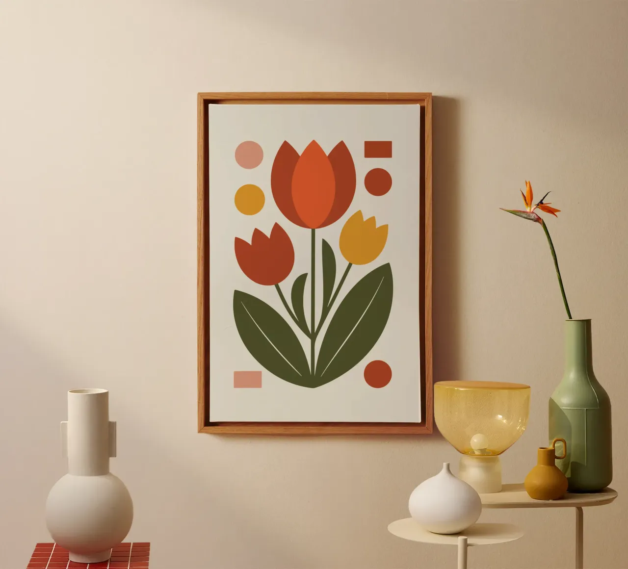 Bold Boho Tulips 1 tela con Cornice a cassetta da LisaArtes