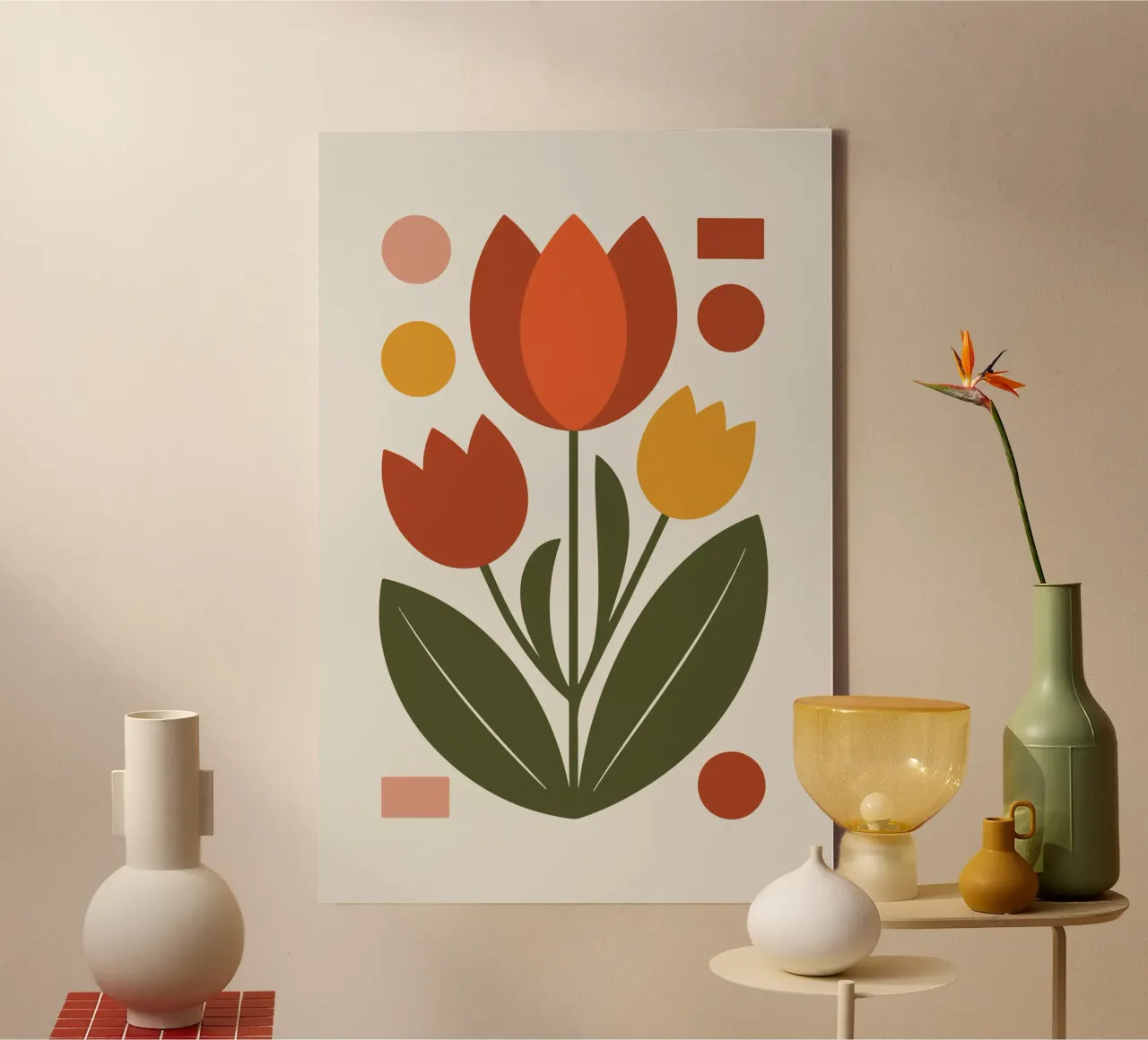 Bold Boho Tulips 1 tela con Cornice a cassetta da LisaArtes