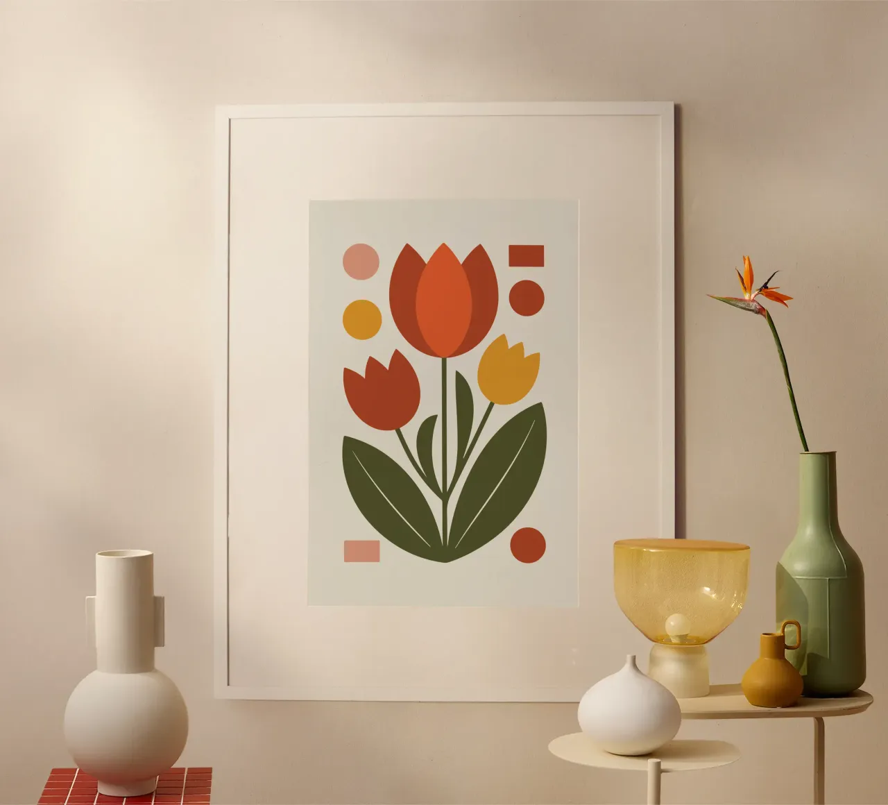 Bold Boho Tulips 1 poster con telaio in alluminio da LisaArtes