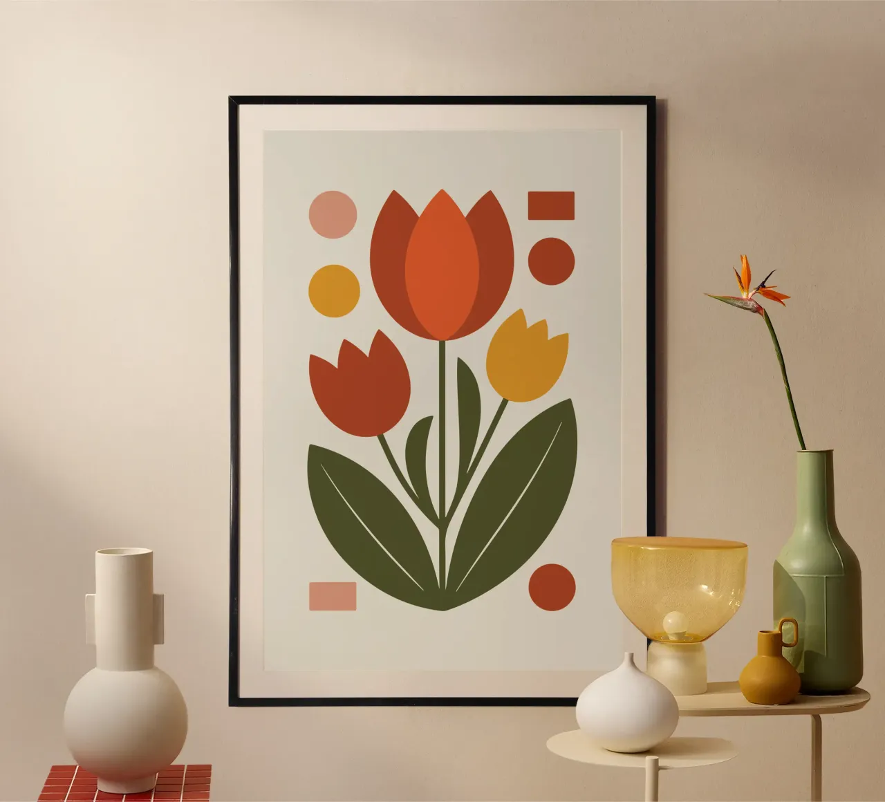 Bold Boho Tulips 1 poster con telaio in alluminio da LisaArtes