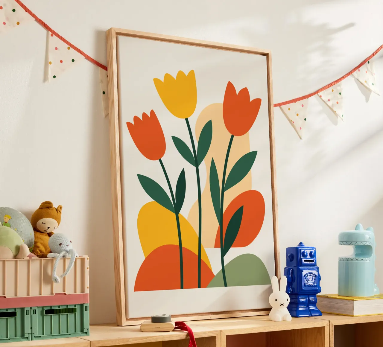 Bold Boho Tulips tela con Cornice a cassetta da LisaArtes