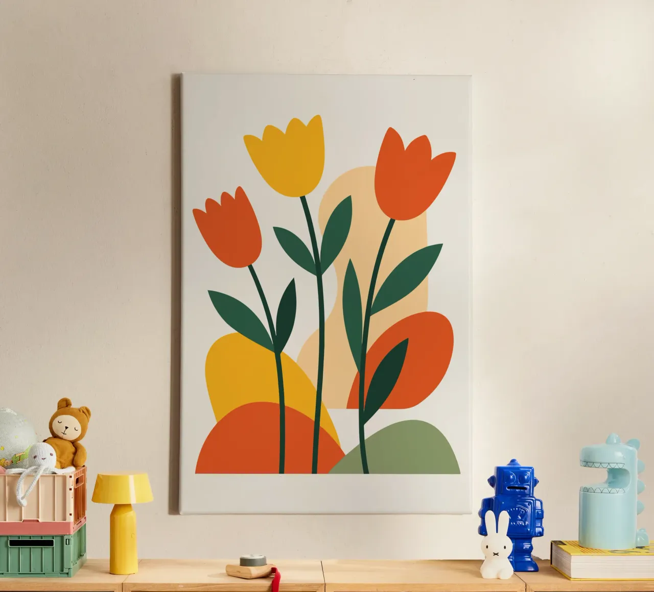 Bold Boho Tulips tela con Cornice a cassetta da LisaArtes
