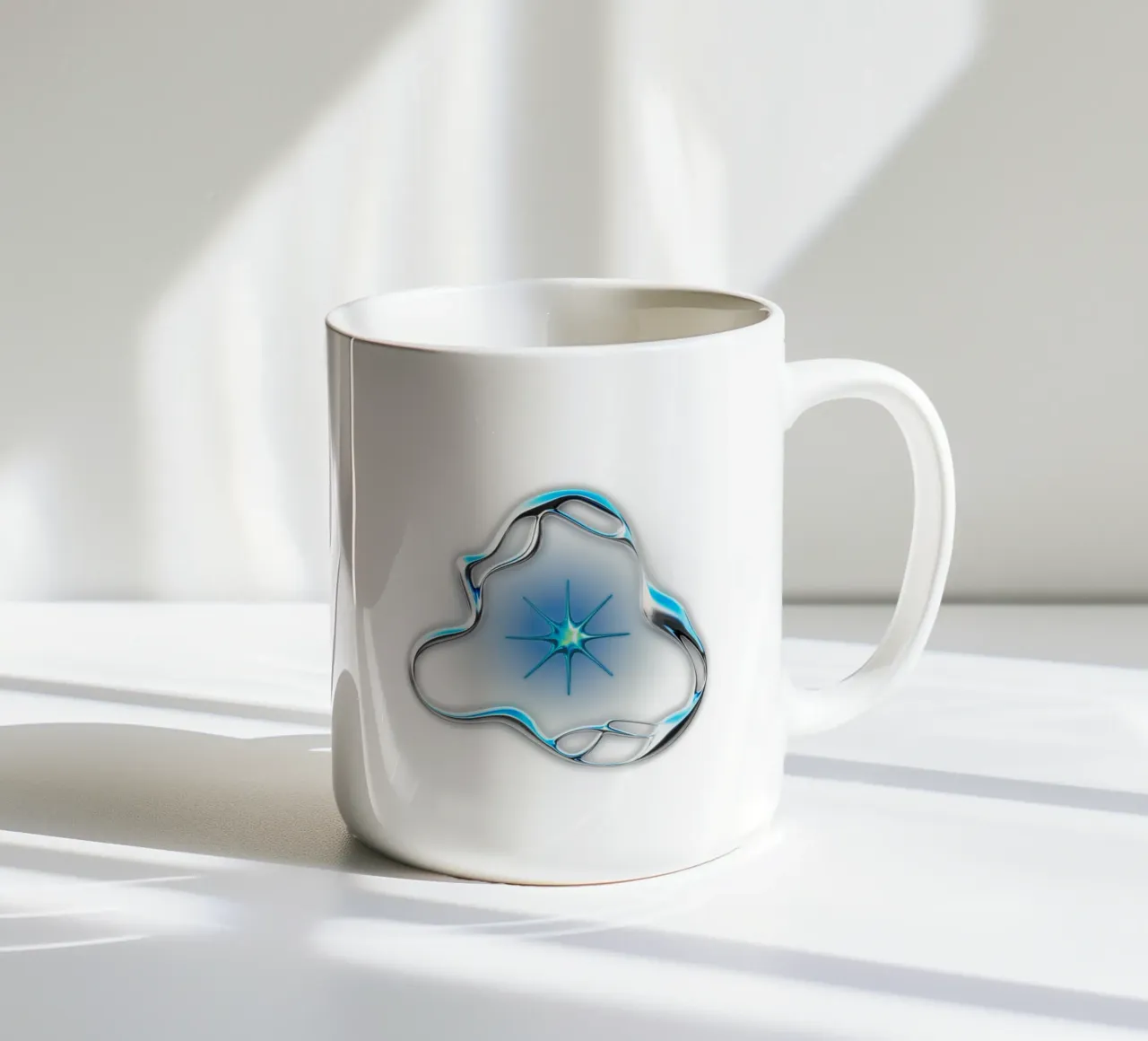 stella in metallo con finitura cromata e aureola tazza in ceramica da morphinaeblue