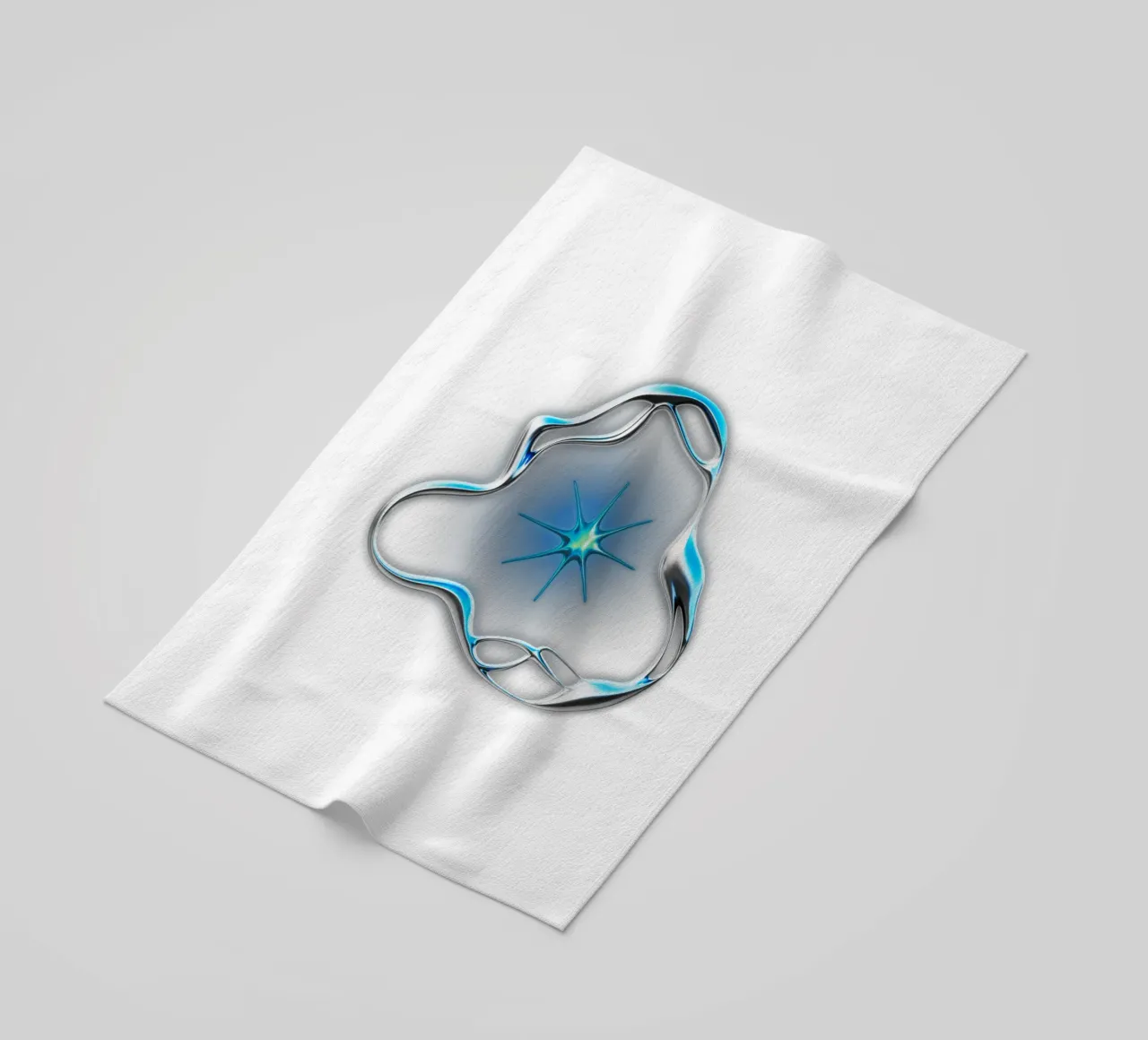 stella in metallo con finitura cromata e aureola telo mare da morphinaeblue