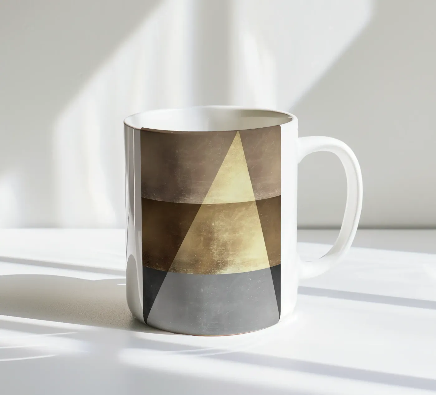 triangle light shadow texture ceramic mug by Patrick M Gerber