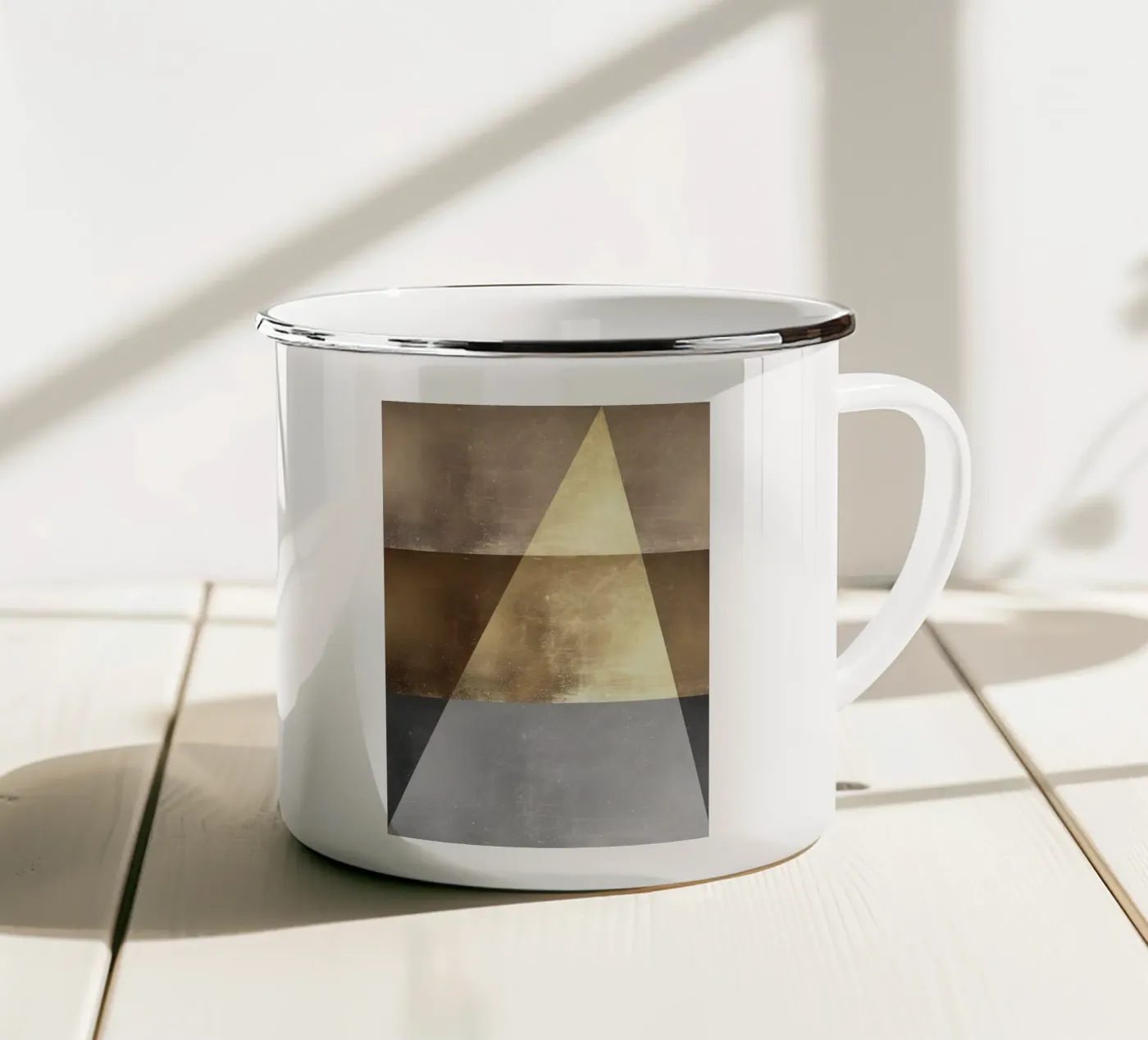 triangle light shadow texture enamel mug by Patrick M Gerber