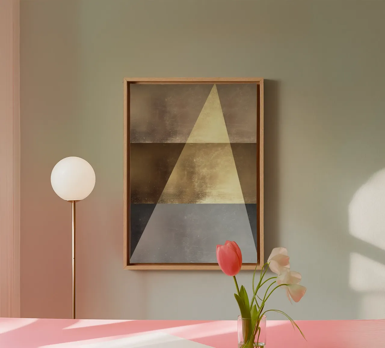triangle light shadow texture canvas with Floater frame by Patrick M Gerber