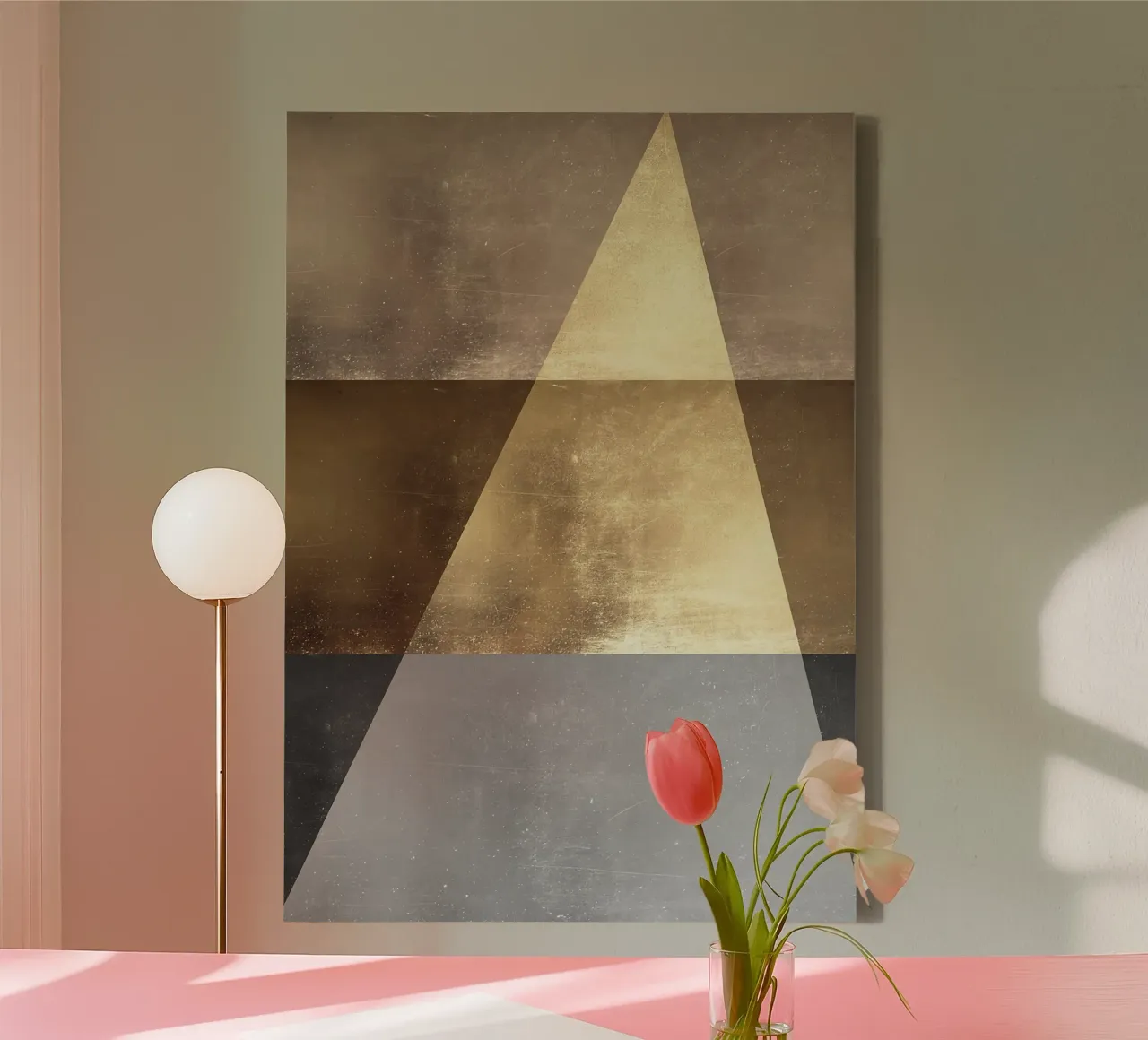 triangle light shadow texture canvas with Floater frame by Patrick M Gerber