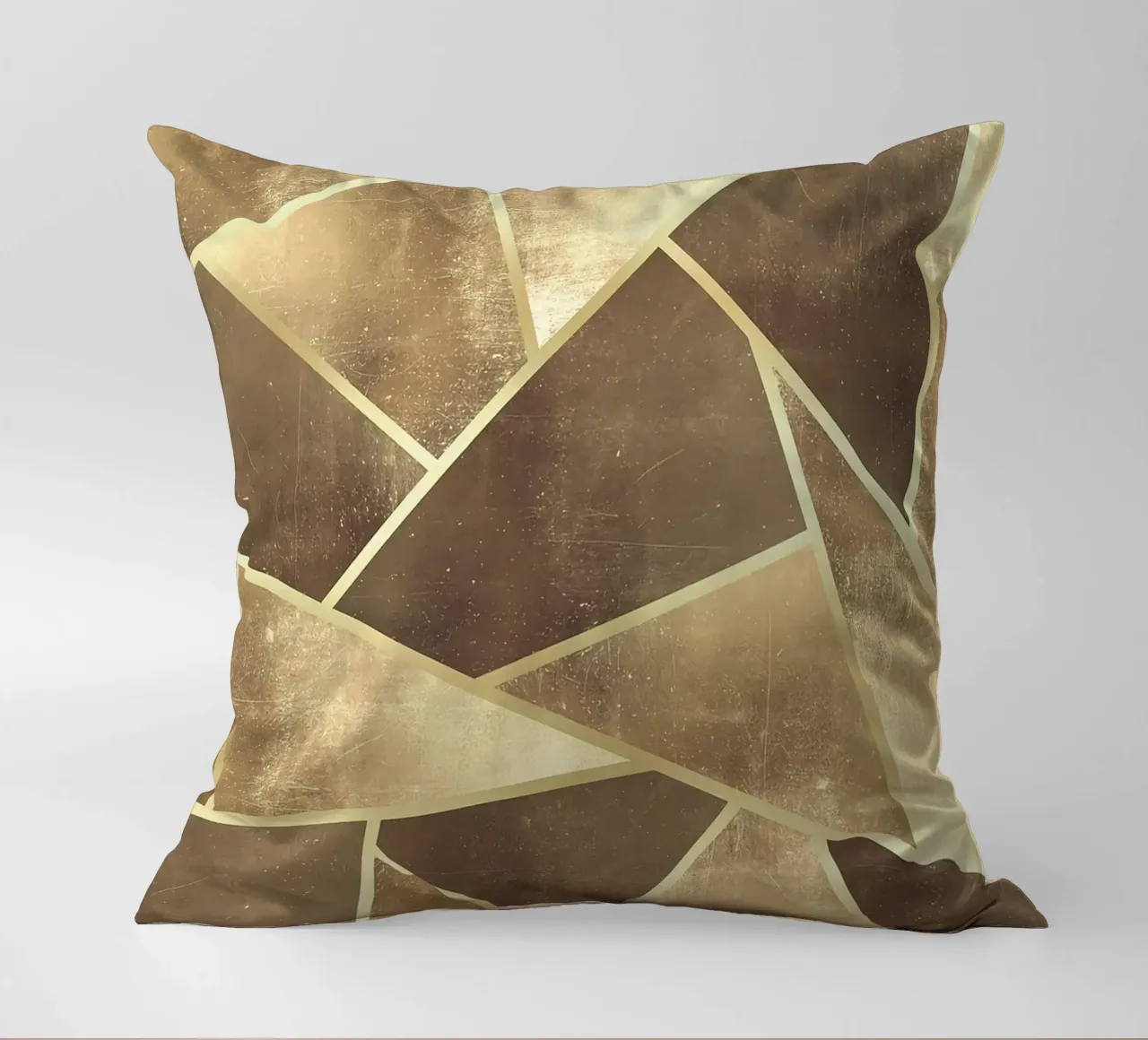 geometric shapes triangles abstract design metallic texture decorative cushion by Patrick M Gerber