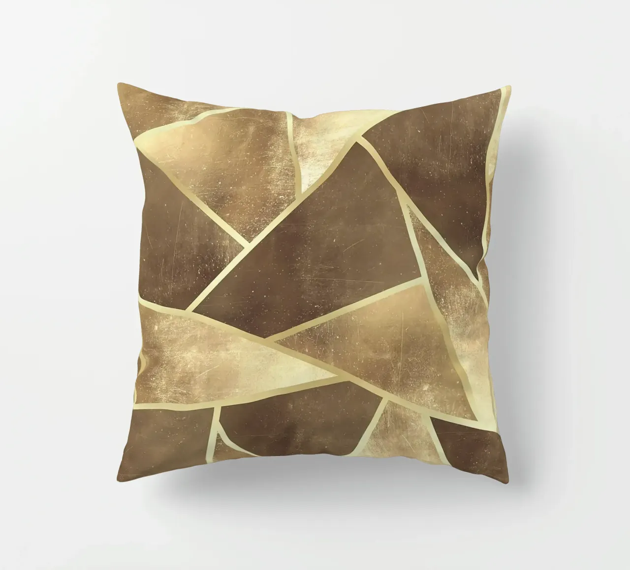geometric shapes triangles abstract design metallic texture decorative cushion by Patrick M Gerber
