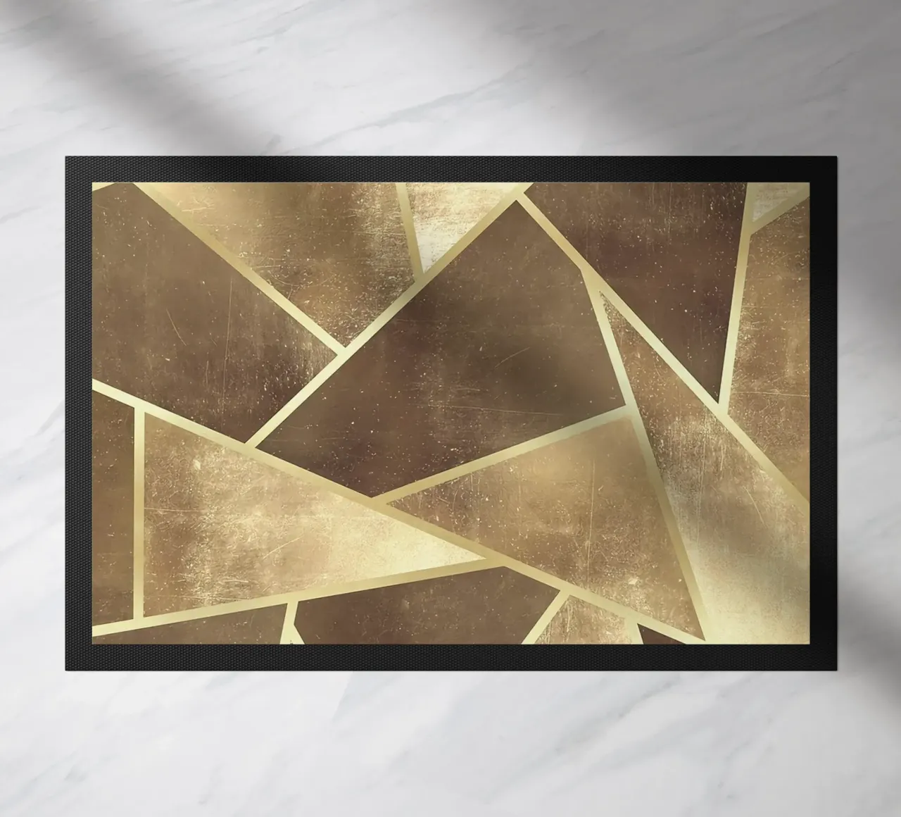 geometric shapes triangles abstract design metallic texture doormat by Patrick M Gerber