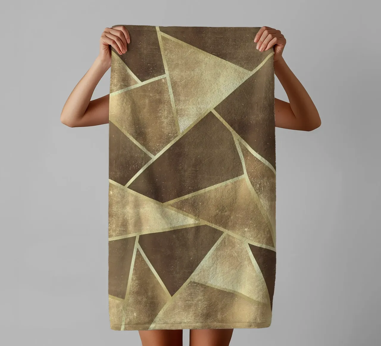 geometric shapes triangles abstract design metallic texture towel by Patrick M Gerber
