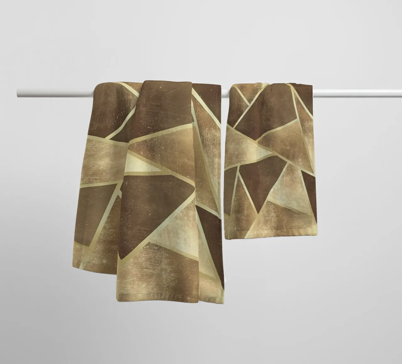 geometric shapes triangles abstract design metallic texture towel by Patrick M Gerber
