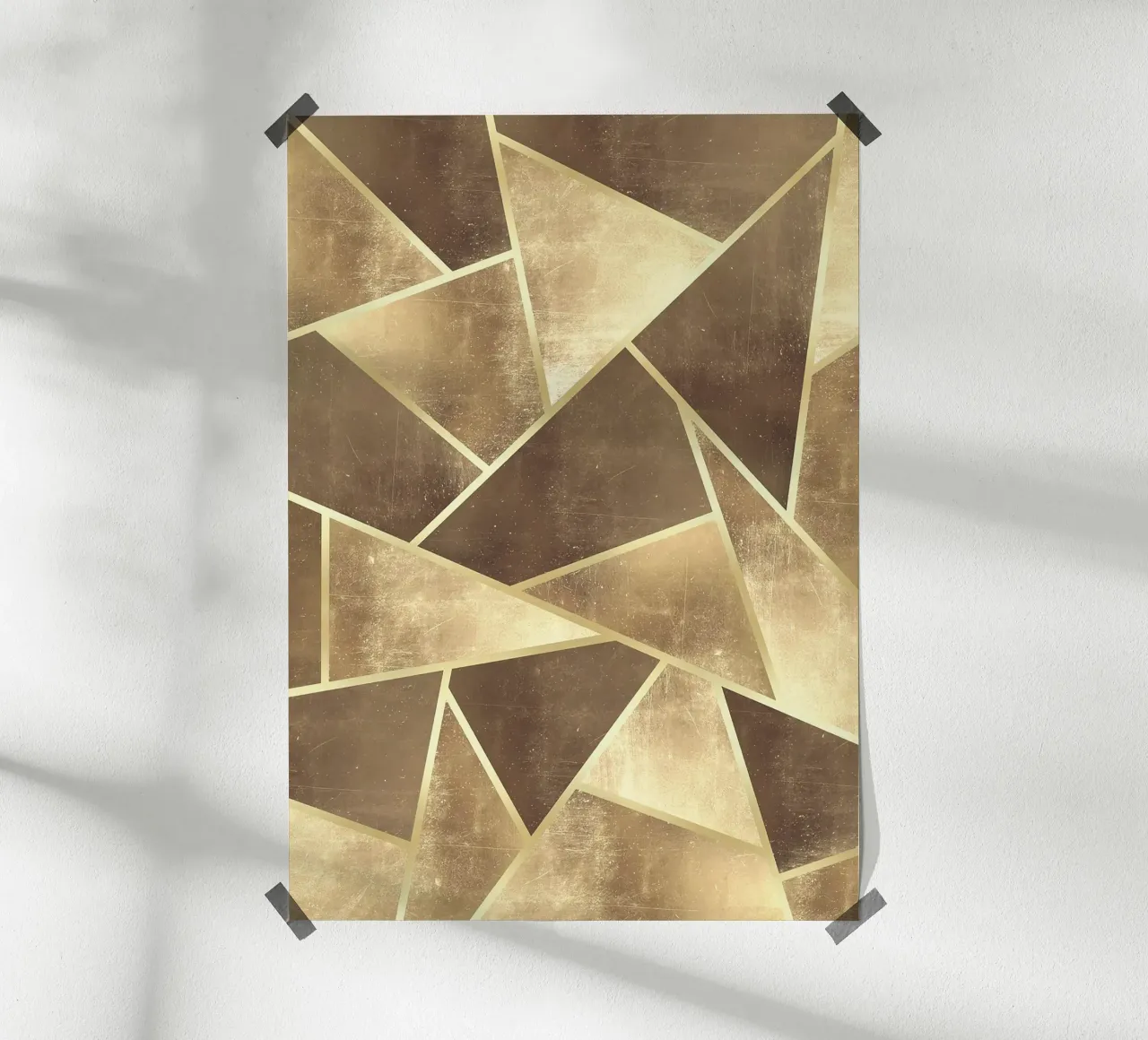 forme geometriche triangoli design astratto texture metallica poster con telaio in plastica da Patrick M Gerber