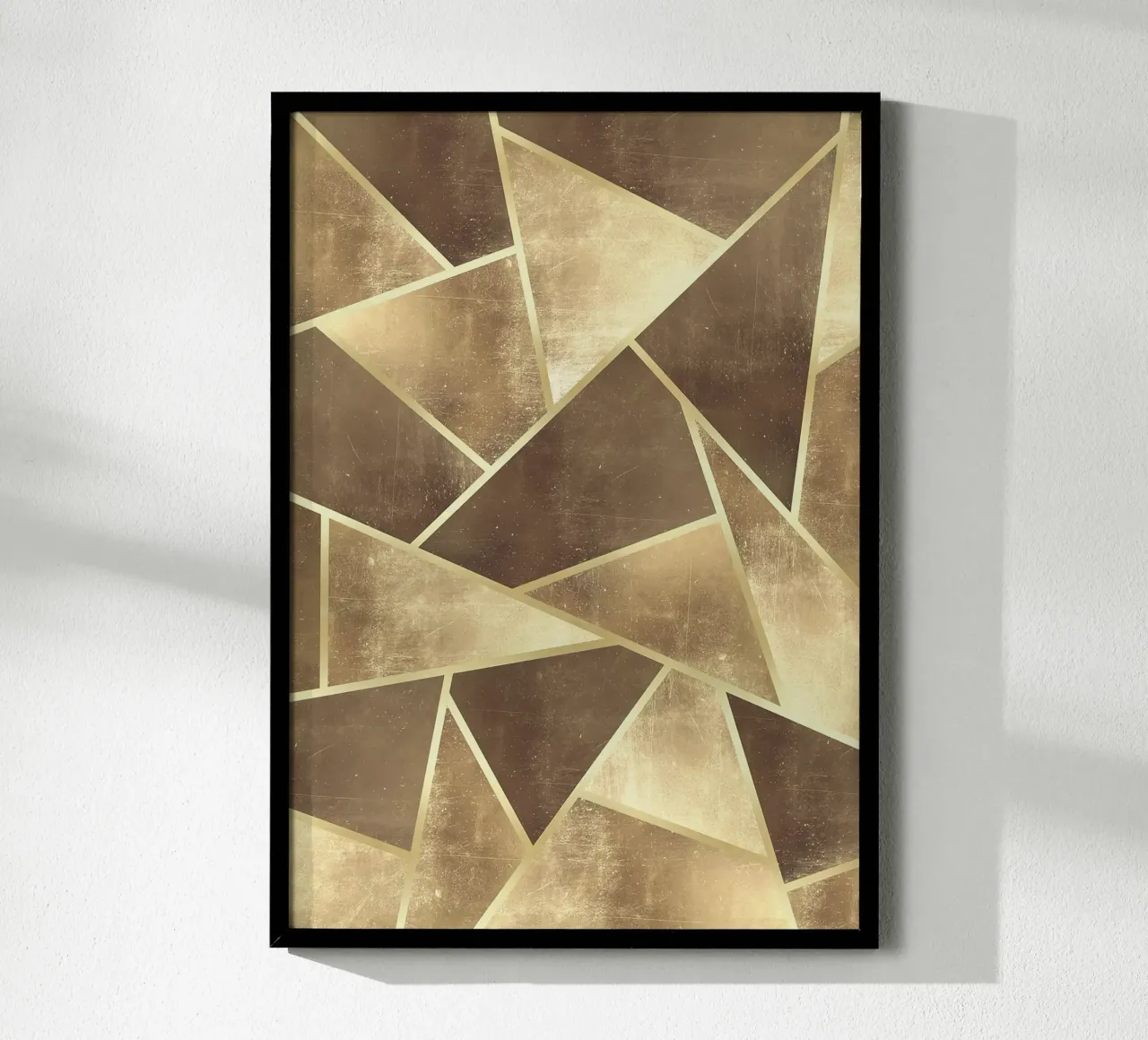 forme geometriche triangoli design astratto texture metallica poster con telaio in plastica da Patrick M Gerber