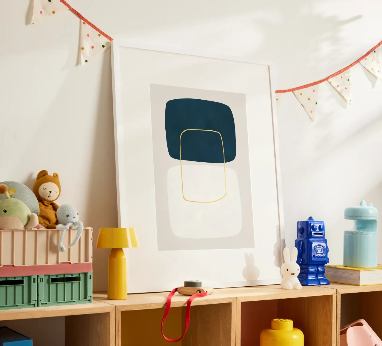 forme geometriche astratte rettangoli arrotondati poster con telaio in legno da Patrick M Gerber