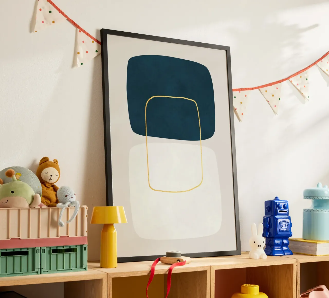 forme geometriche astratte rettangoli arrotondati poster con telaio in legno da Patrick M Gerber