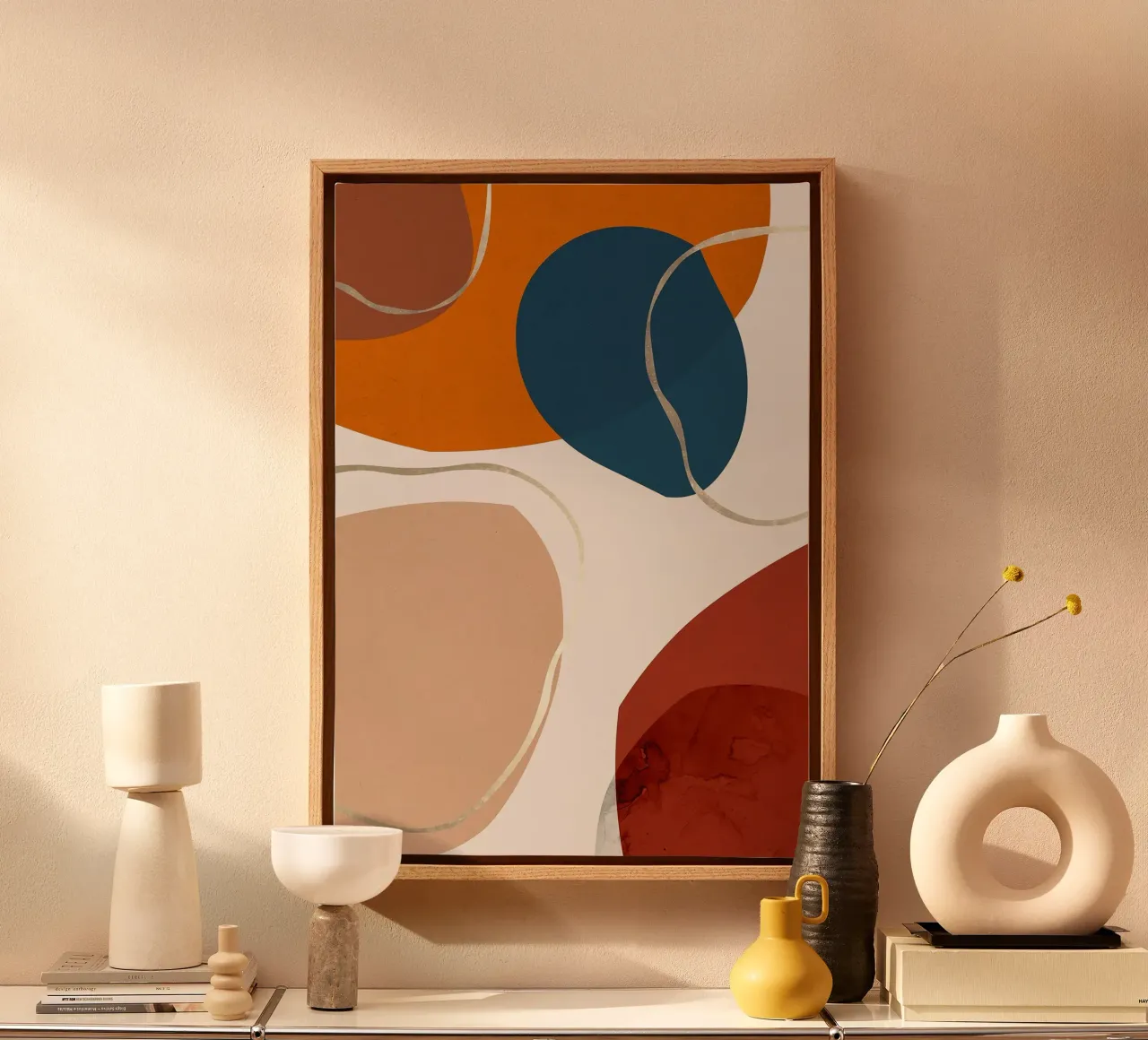geometrische vormen abstracte vormen cirkels krommen canvas met Baklijst van Patrick M Gerber