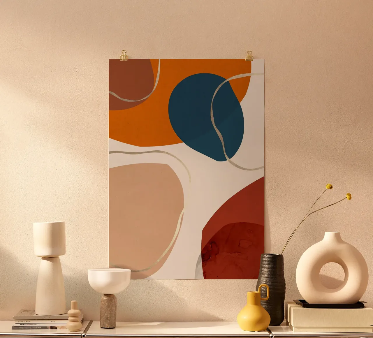 forme geometriche forme astratte cerchi curve poster con telaio in legno da Patrick M Gerber
