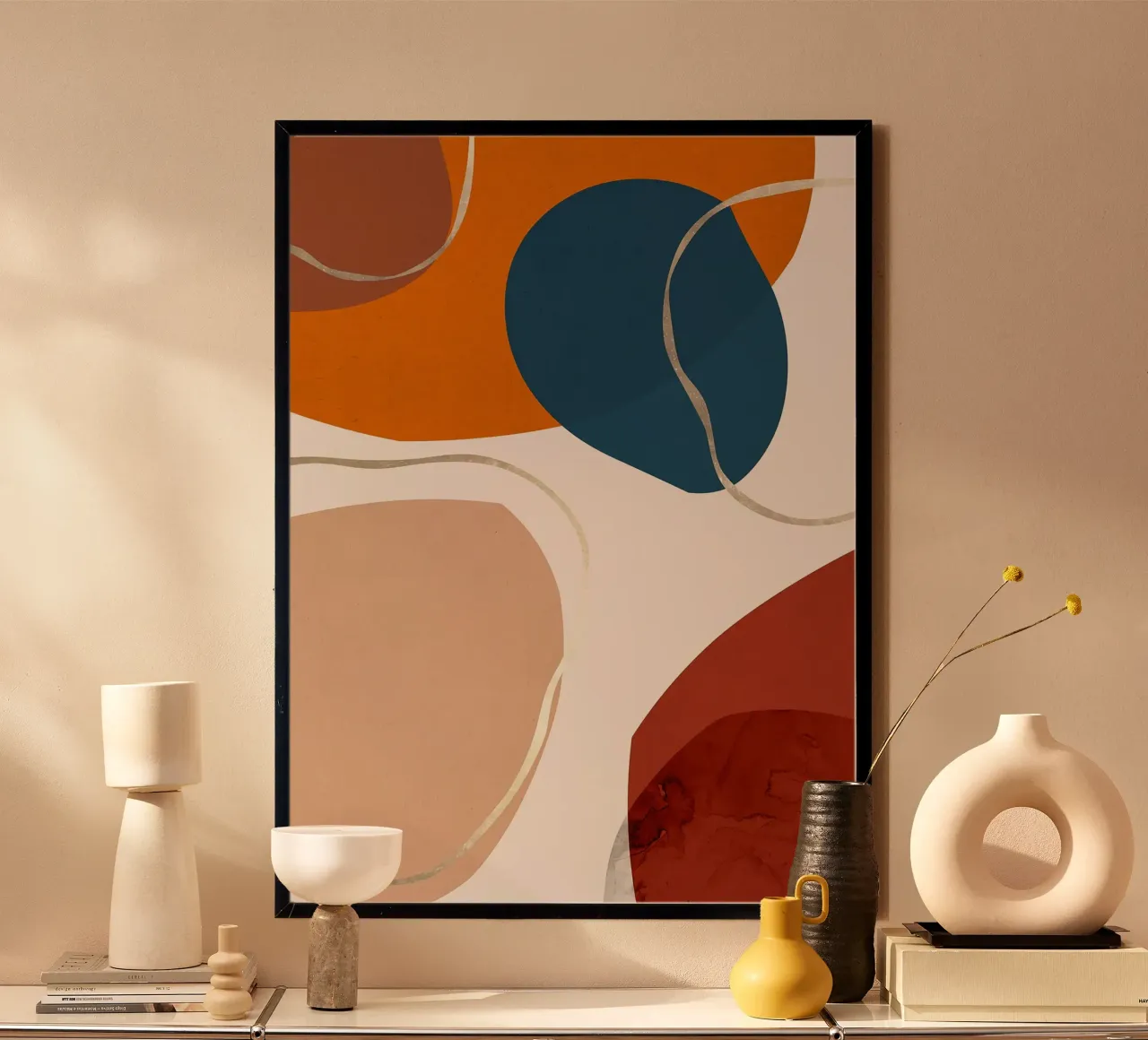 forme geometriche forme astratte cerchi curve poster con telaio in legno da Patrick M Gerber