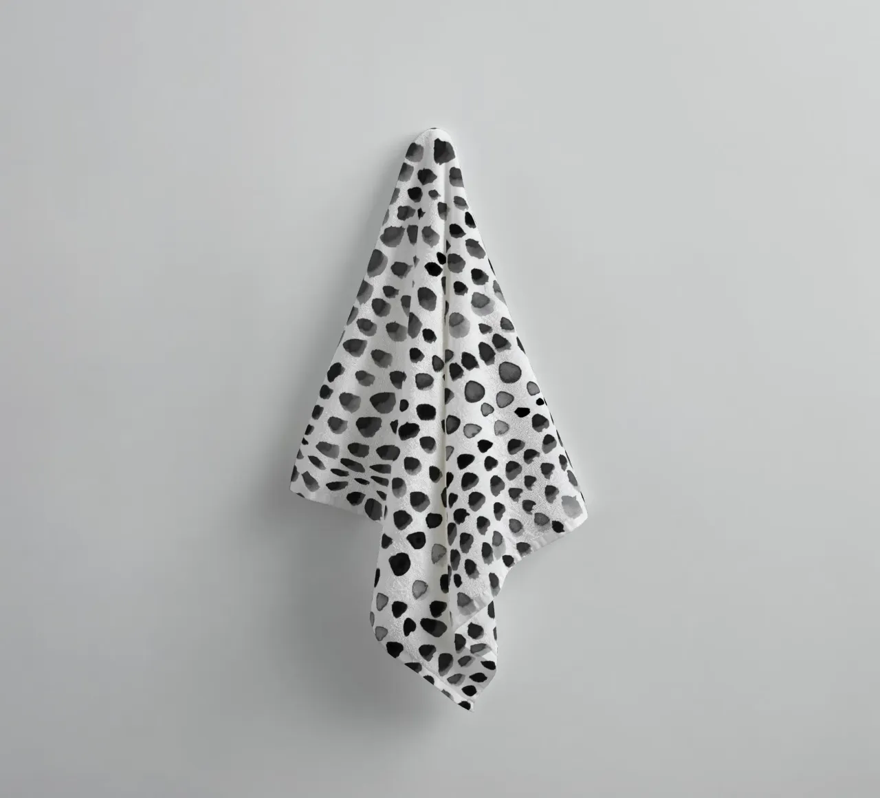 painted dots black towel by IRIS LEHNHARDT FINE ART