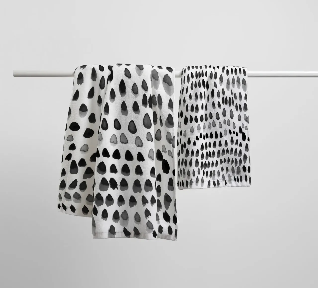 painted dots black towel by IRIS LEHNHARDT FINE ART