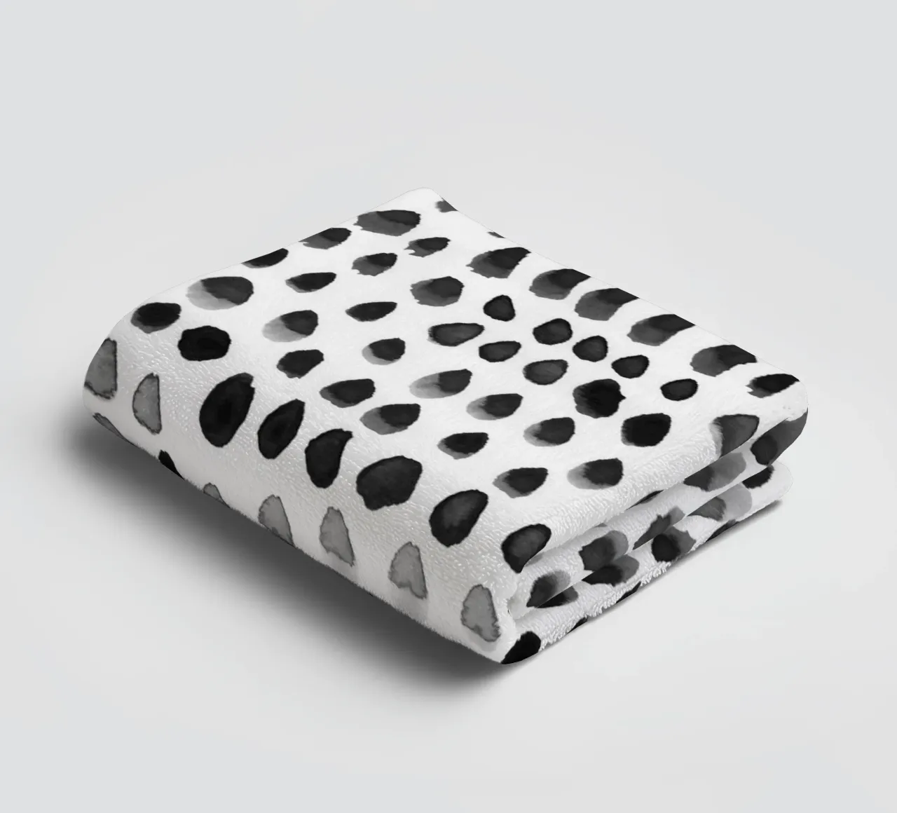 painted dots black towel by IRIS LEHNHARDT FINE ART