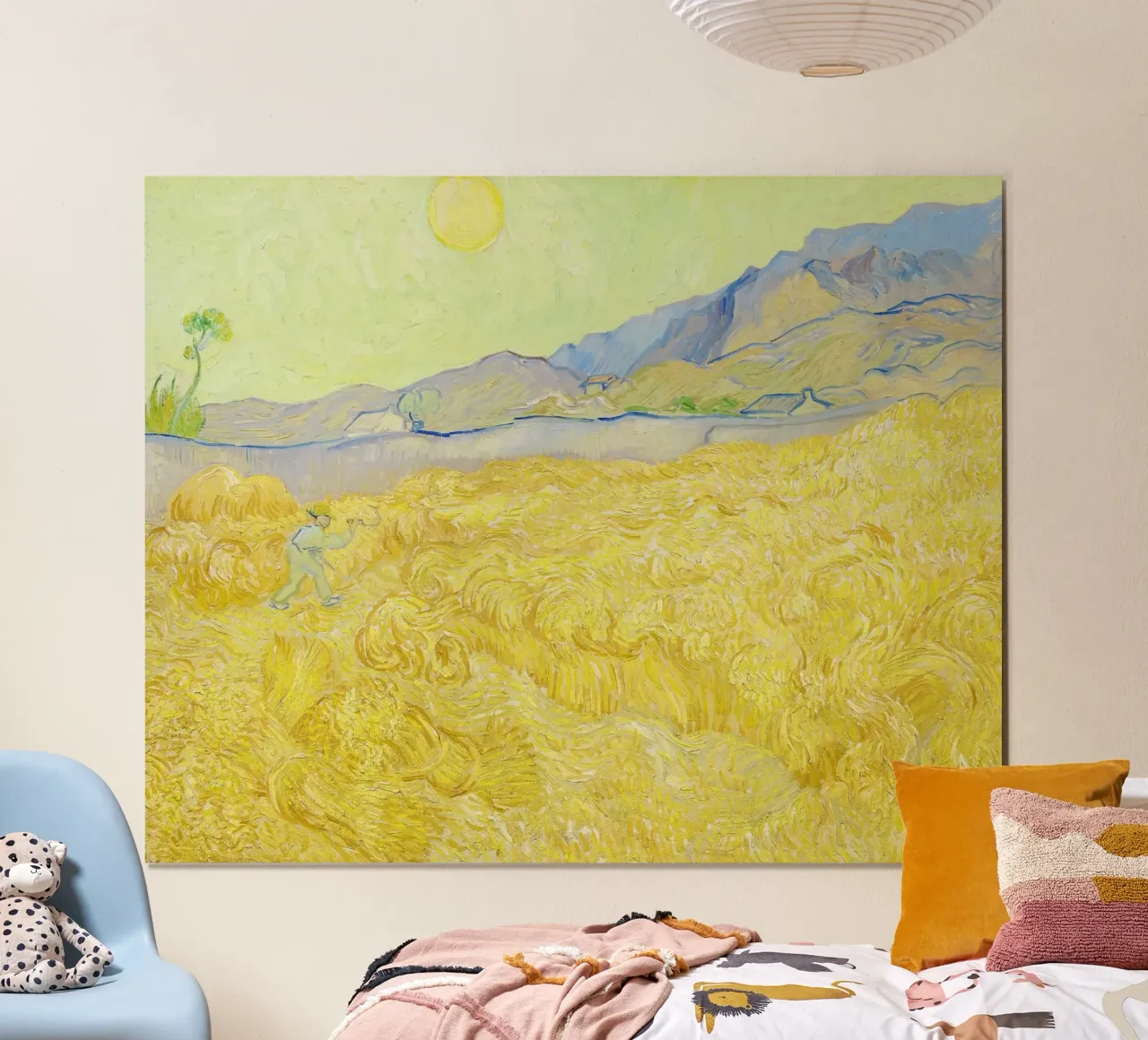Champ de blé avec un faucheur (1889) par Vincent van Gogh poster de Chérie Prints