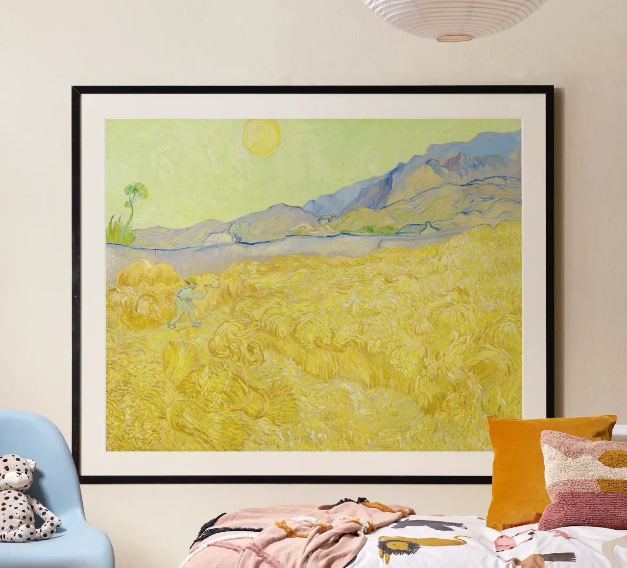 Champ de blé avec un faucheur (1889) par Vincent van Gogh poster de Chérie Prints