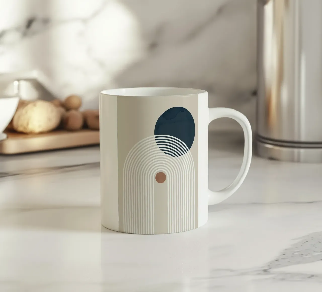linee curve arco semicerchio cerchio scuro linee concentriche tazza in ceramica da Patrick M Gerber
