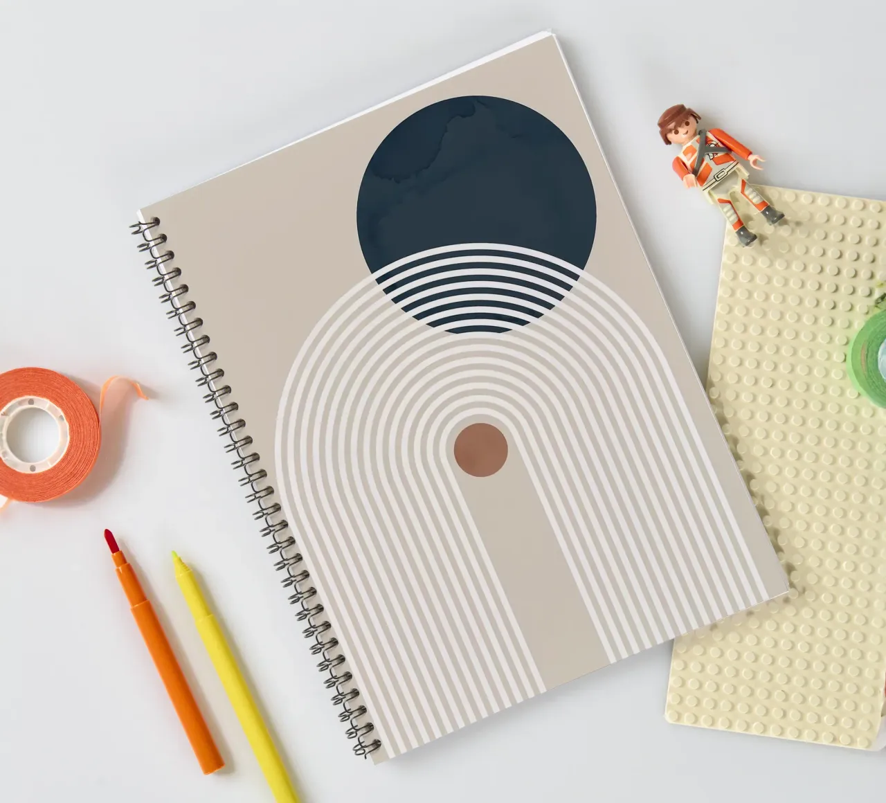 curved lines arc semicircle dark circle concentric lines spiral notebook by Patrick M Gerber