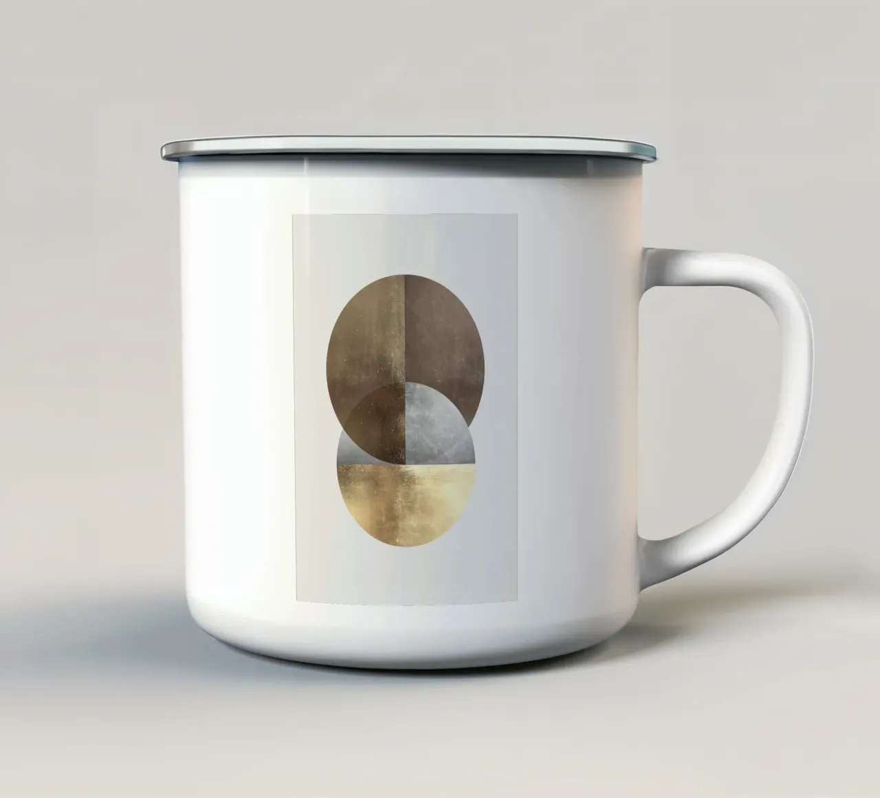 cerchio geometrico tschedgrafico oro metallizzato tazza in smalto da Patrick M Gerber