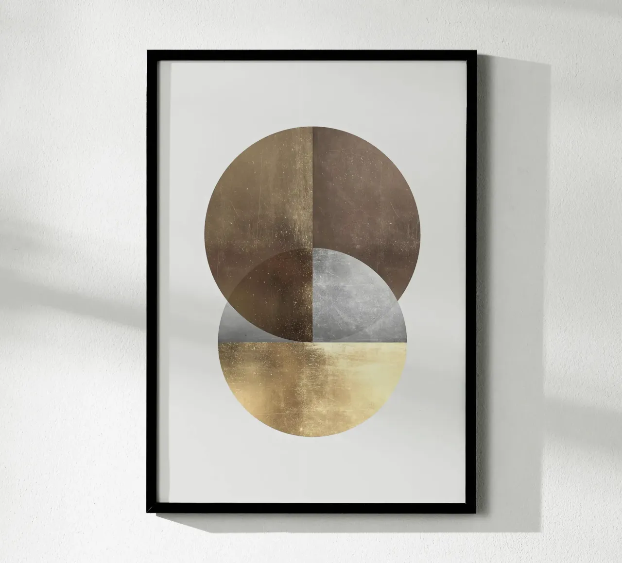 cerchio geometrico tschedgrafico oro metallizzato poster con telaio in legno da Patrick M Gerber