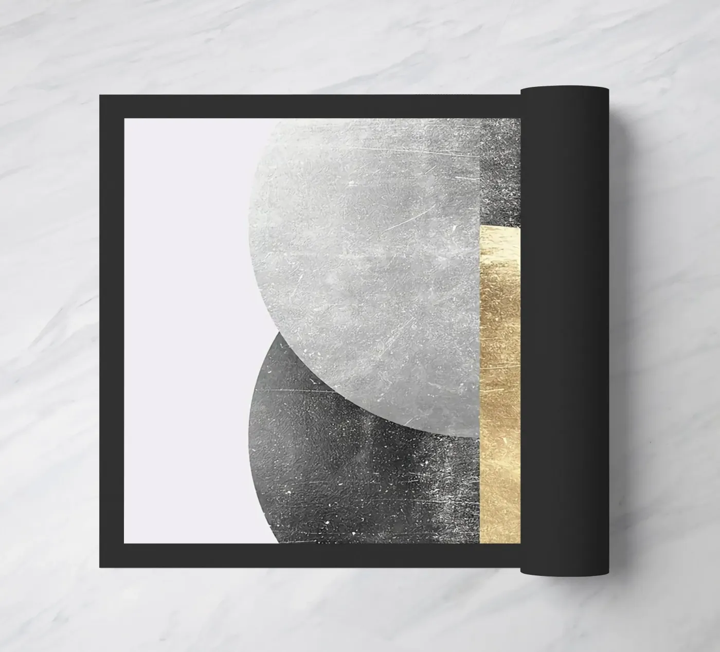 circle geometric interlocking gold doormat by Patrick M Gerber