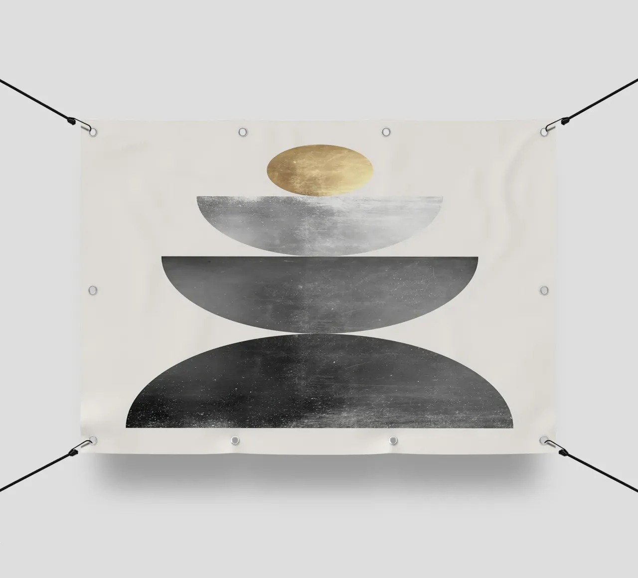 sfera d'oro semicerchi forme impilate forme geometriche telo in pvc da Patrick M Gerber