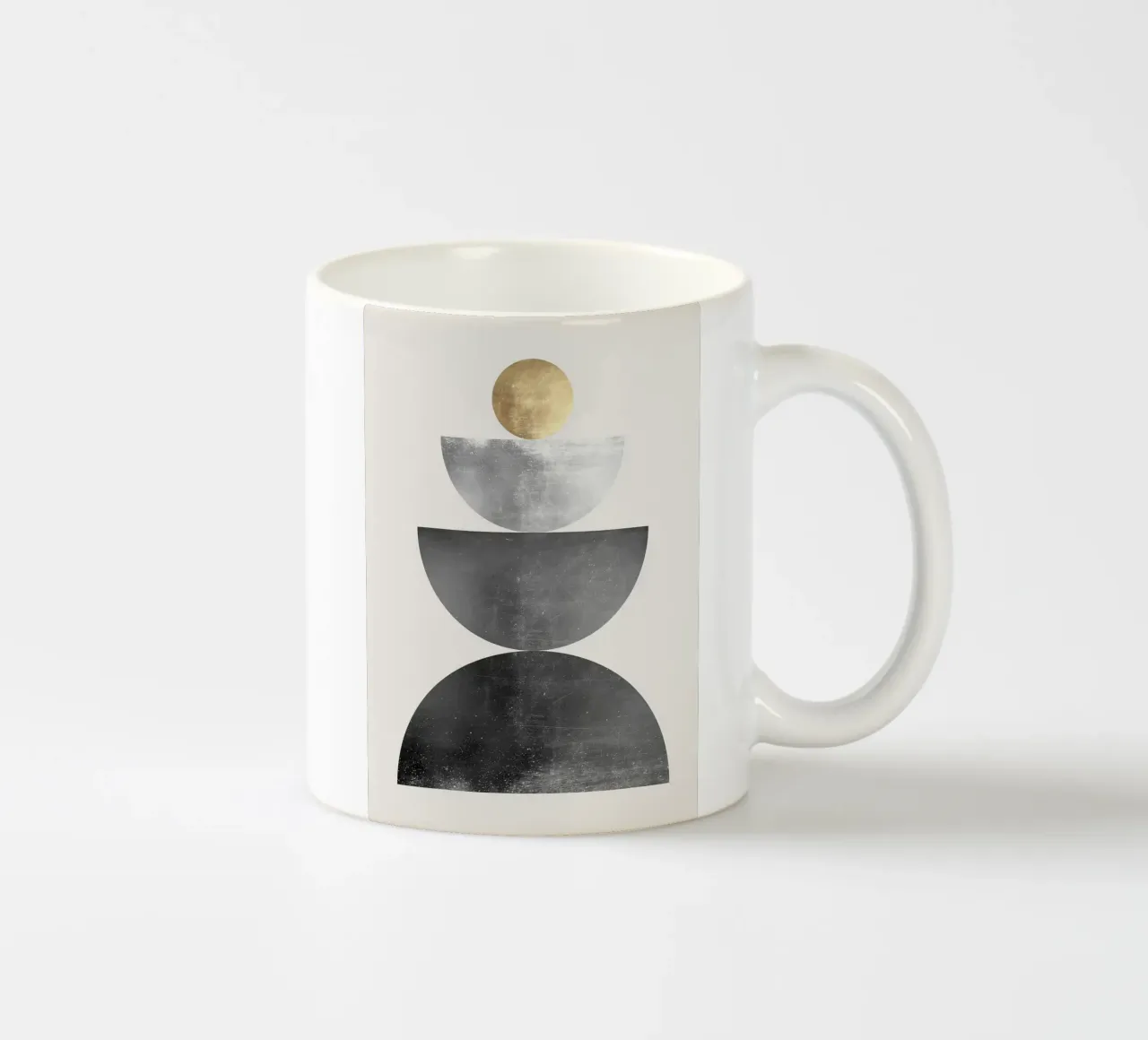 sfera d'oro semicerchi forme impilate forme geometriche tazza in ceramica da Patrick M Gerber