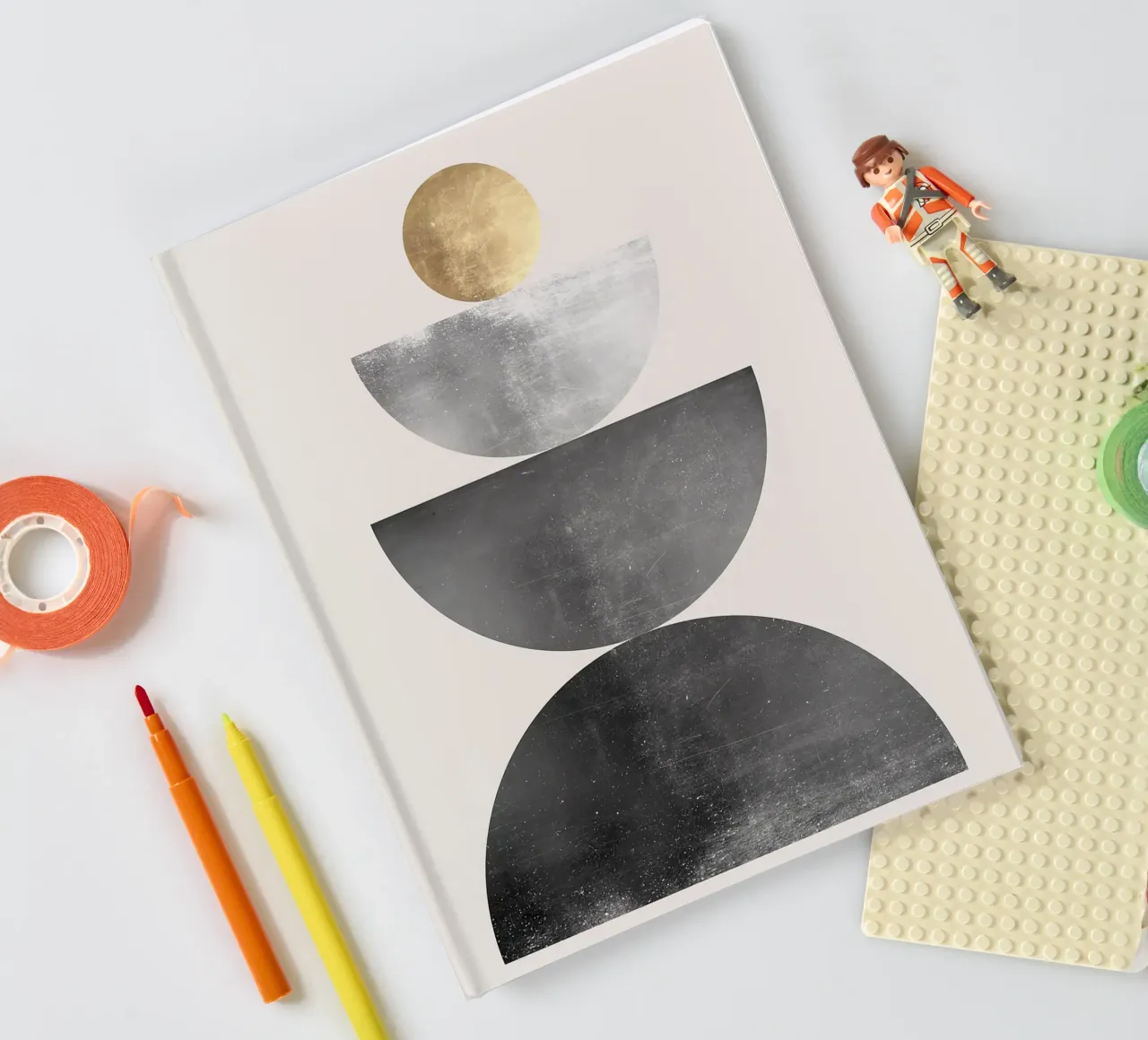 golden sphere semicircles stacked shapes geometric forms notebook by Patrick M Gerber