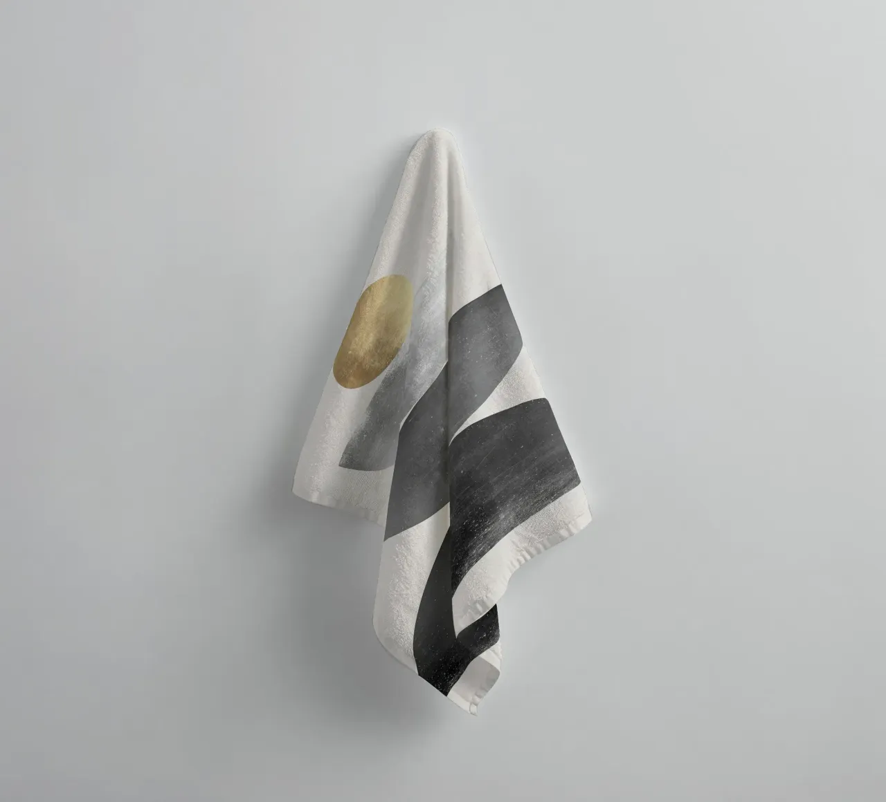 golden sphere semicircles stacked shapes geometric forms towel by Patrick M Gerber